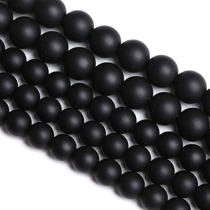 4MM 86PCS Natural Stone Matte Black Agate Loose Beads for Jewelry Making DIY Bracelet Necklace
