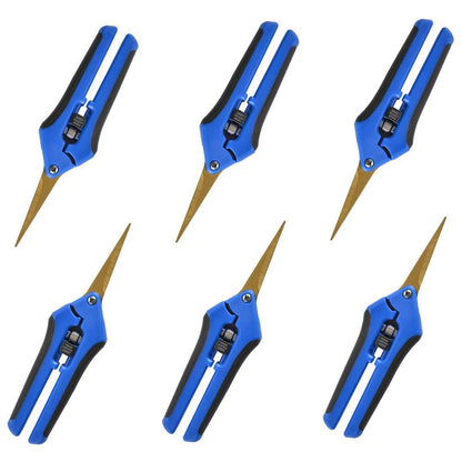 GROWNEER 6 Packs 6.5 Inch Pruning Shears with Curved Blades Trimming Scissors For Gardening Hand Pruning Snips Titanium Coated Precision Blades