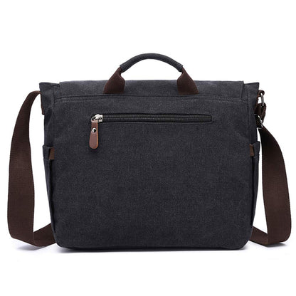 Waterproof Vintage Canvas Sholdr Messenger bag Briefcase Large Satchel Shoulder Bag Rugged Leather Computer Laptop Bag for 15.6Inch Laptop Business Briefcase