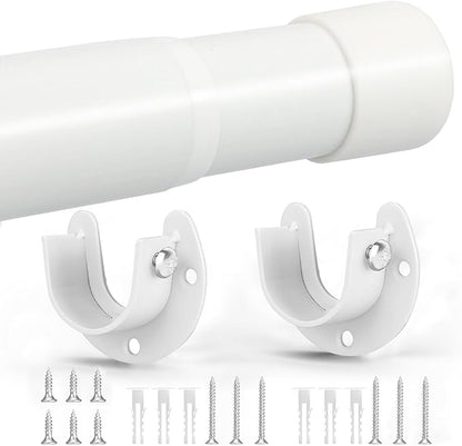 SUTINE Closet Rod, 17 to 53 Inch Closet Rods for Hanging Clothes, Heavy Duty Adjustable Closet Hanging Rod Bar White Closet Poles for Wardrobes, Closet, Bathroom, Windows,1.3 Inch Diameter