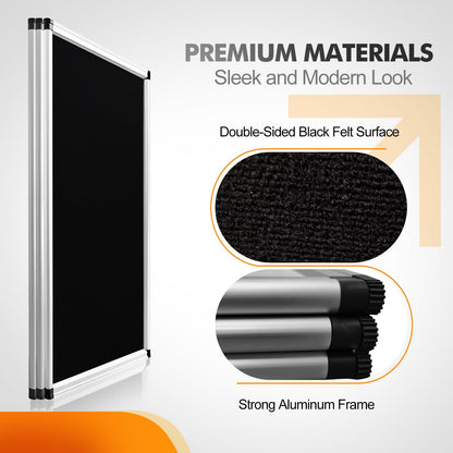 DRKSBesto 3+1 Panel Double-Sided Black Trifold Display Board with Storage Bag, 72 x 35.4 in Folding Tabletop Trifold Poster Board for School Projects, Vendor Events, Science Fairs