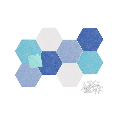 Afumazi Felt Bulletin Board Tiles, 8 Pcs Hexagon Wall Tiles with Removable Adhesive, 7.9×6.9 Inch Cork Pin Board for Classroom, Home, Office (Set E, Middle)