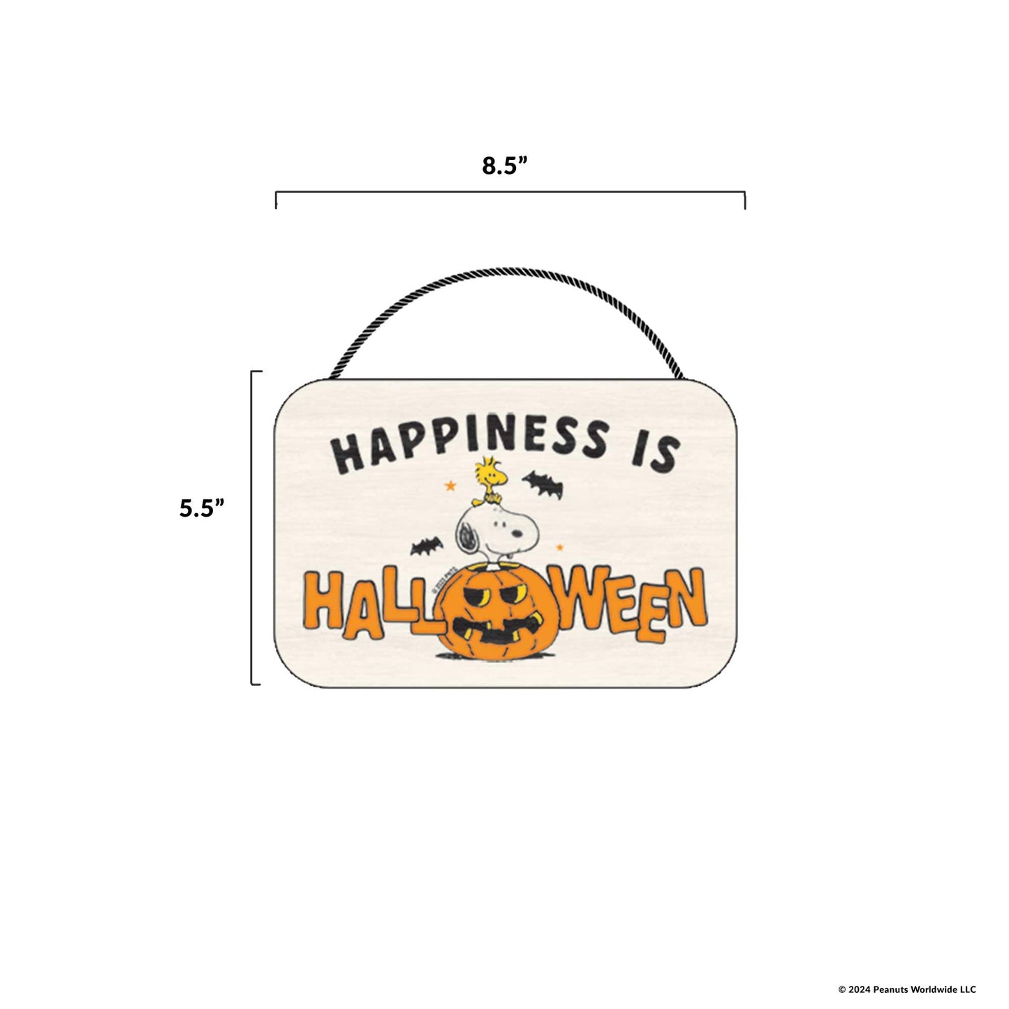 Peanuts Snoopy Happiness Is Halloween Hanging Wood Wall Decor - Fun Snoopy Halloween Sign for Home Decorating