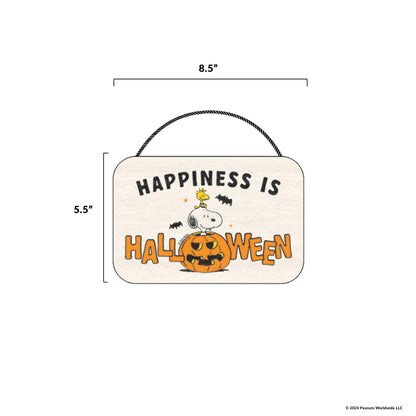 Peanuts Snoopy Happiness Is Halloween Hanging Wood Wall Decor - Fun Snoopy Halloween Sign for Home Decorating
