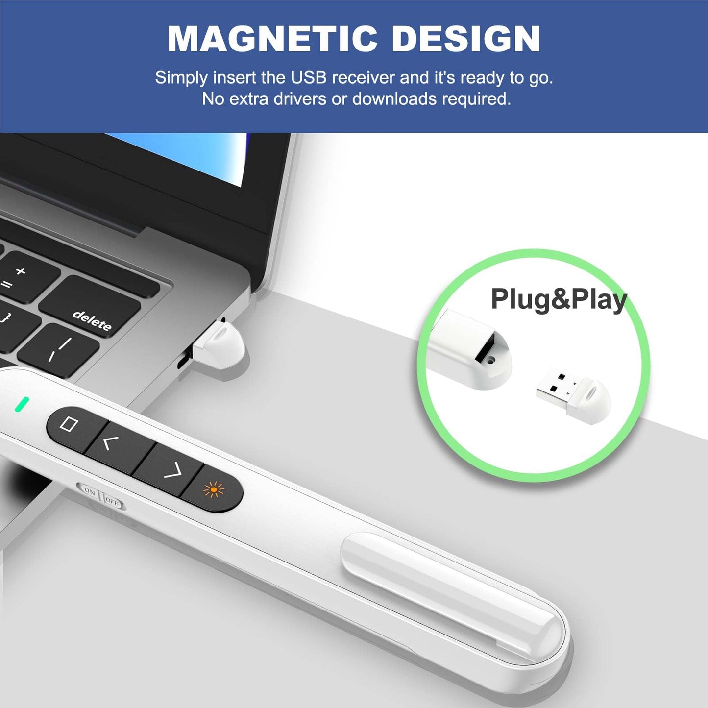 QUI Presenter Clicker Bundle | Pen-Shaped USB A White & Remote-Shaped USB A Pink