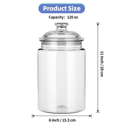 MOLIGOU Plastic Apothecary Jars with Airtight Lid, 120 oz Candy Jars for Candy Buffet, Kitchen Storage Jars, Set of 2