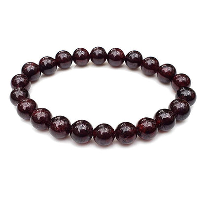 chengmu 8mm Garnet Stretch Bracelet for Women Natural Handmade Round Beads Semi Gemstone for Crystal Elastic Beaded Bracelet 7.5"