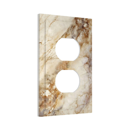 Brown And White Slab Marble Luxurious Printing Outlet Covers 1 Gang Duplex Light Switch Cover Decorative Switch Plates Electrical Receptacle Faceplate Wall Plate for Bathroom Kitchen Decor