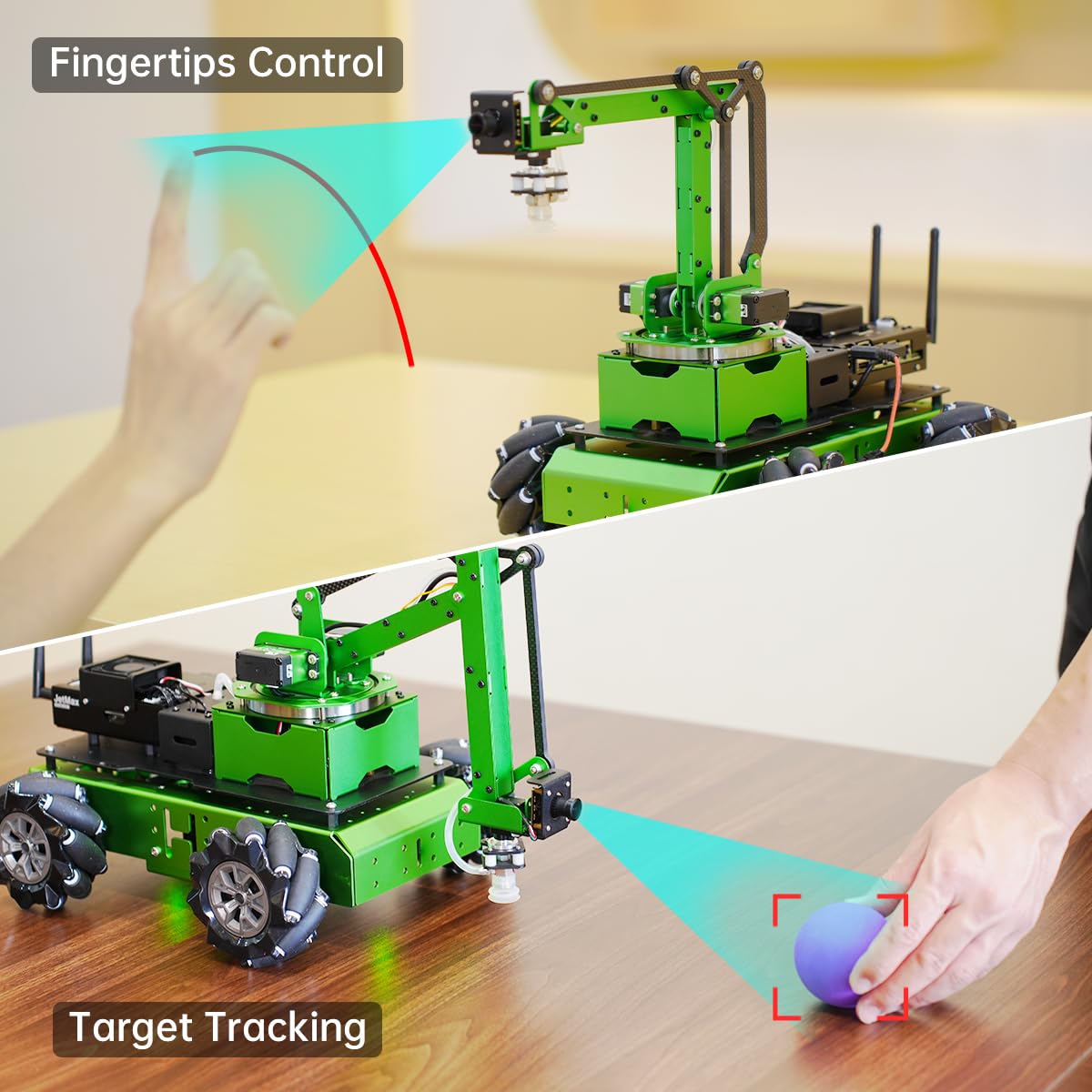 LewanSoul JetMax Robotic Arm for Jetson Nano AI Vision ROS Open Source Programmable Robot Arm Kit with 4 Kinds Gripper Big Chassis Sensor Modules Wireless Control App/PC Coding Study DIY Robot