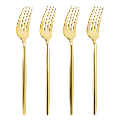 U-QE 180Pcs Gold Plastic Forks - 7.6 Inch Heavy Duty Plastic Forks, Heavyweight Gold Plastic Silverware Perfect For Parties & Weddings and Other Daily Events