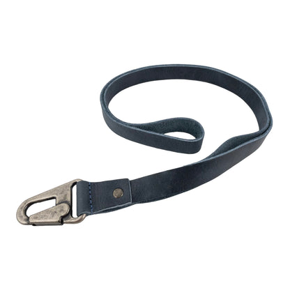Hide & Drink, Lanyard Keychain for Men and Women, Neck Strap with Hook, ID Holder, Clip to Attach to House, Apartment, Car Keys, Full Grain Leather, Handmade, Slate Blue