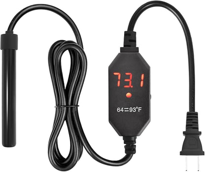 YOFOTHS Mini Aquarium Heater Alumina Ceramic, 15W Digital Display Thermostat, Compact Thumb-Size Fish Tank Heater with Temperature Control for 1-3 Gallon Betta Tanks (15W)