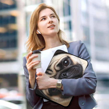 Nicokee Laptop Sleeve Bag 15.4 15.6 Inch,Funny Pug Dog Lovely Animals Cute Pet Puppy Protective Polyester Computer Cases Laptop Cover Briefcase Bag Tablet Travel Cover