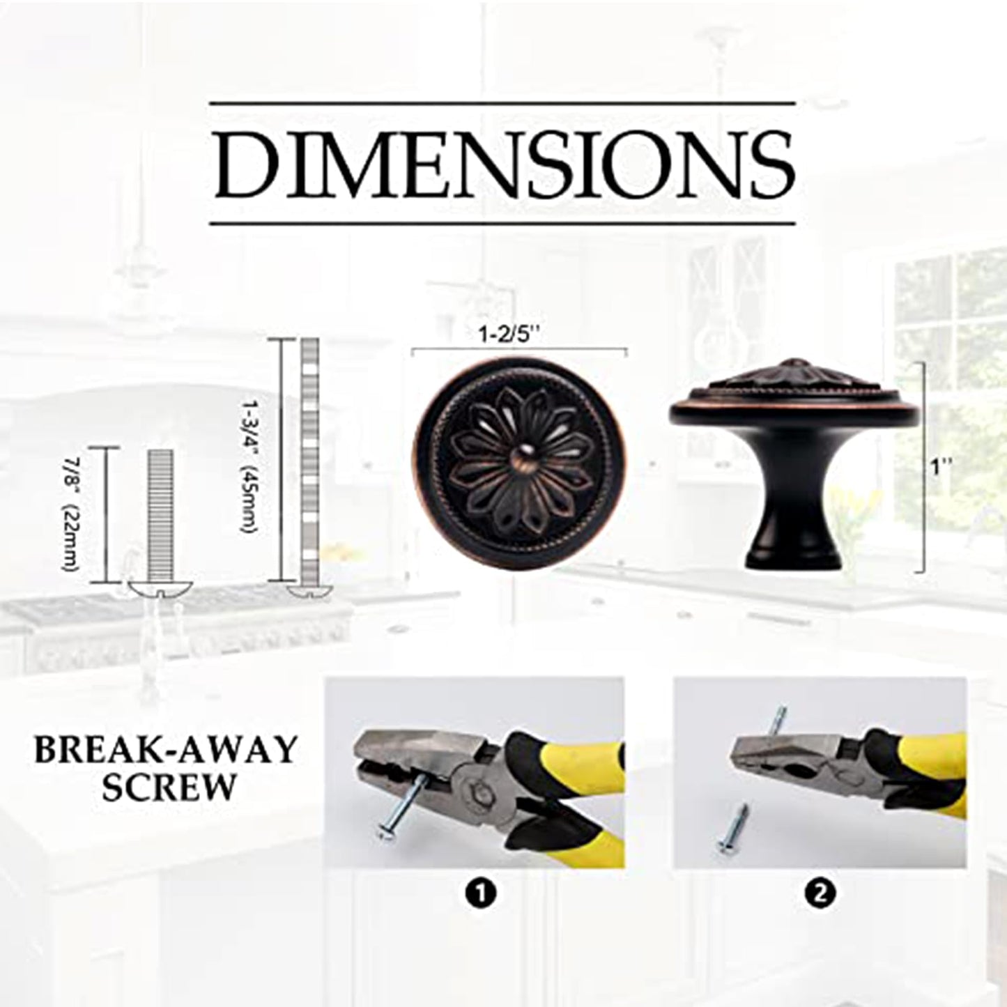 Xlroaafs 12 Pack Oil Rubbed Bronze Cabinet Knobs, Bronze Kitchen Cabinet Knobs for Cabinets and Drawers,1-2/5" Round Antique Bronze Bifold Closet Door Knobs Vintage Drawer Knobs