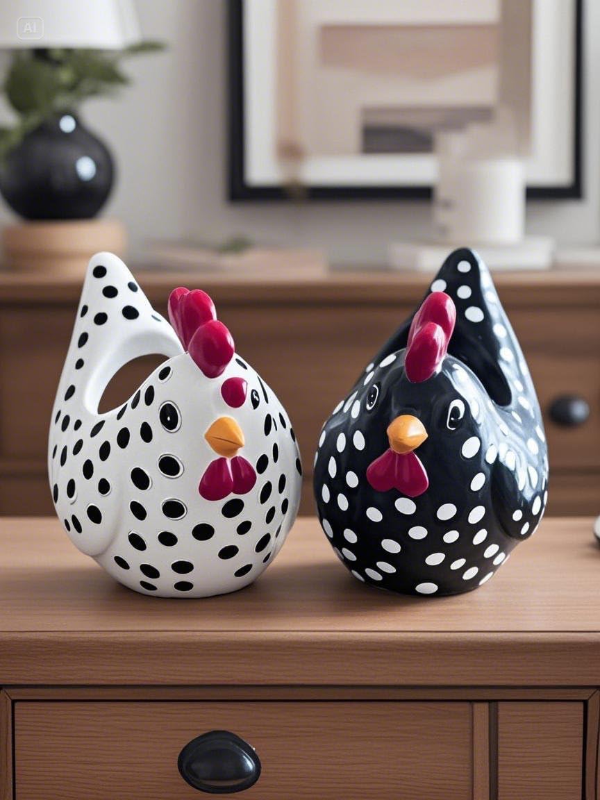 ccsxqy Hens and Chicks Planter Pot Set of 2 - Whimsical Animal Planters for Outdoor Plants, Chicken Flower Pot with Drainage & Weather-Resistant Design, Farmhouse Garden Decor for Succulents