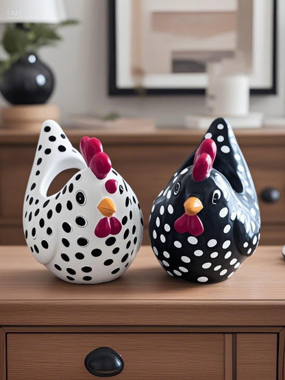 ccsxqy Hens and Chicks Planter Pot Set of 2 - Whimsical Animal Planters for Outdoor Plants, Chicken Flower Pot with Drainage & Weather-Resistant Design, Farmhouse Garden Decor for Succulents