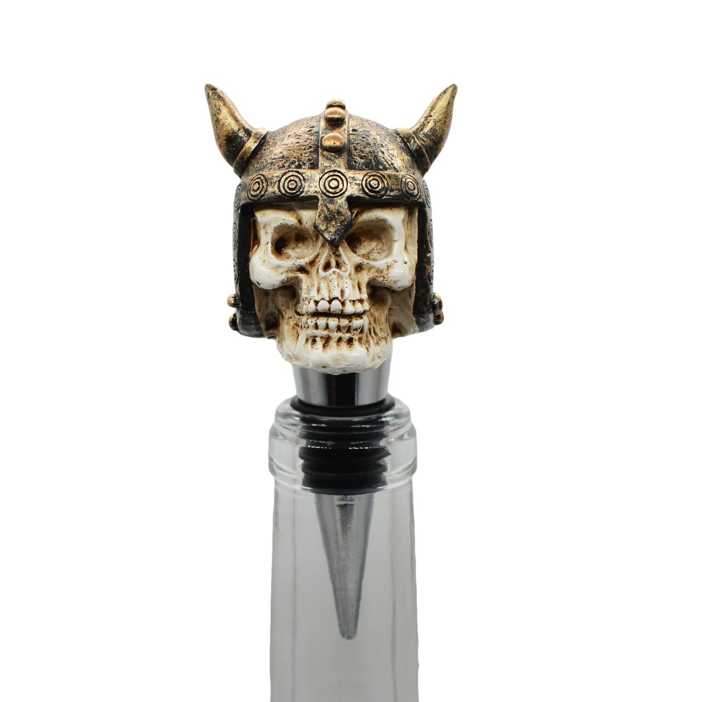 Wine Bottle Stopper Horns Helmet Viking Skull Decorative Beverage Wine Cork for Man Housewarming Gift,Christmas,Thanksgiving,Bronze