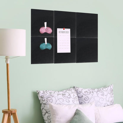 Geytetqi 12 Pack 12" x 12" Felt Boards, Black Square Felt Wall Tiles, Self-Adhesive Cork Bulletin Board for Home, Office, and Kitchen Decor(1/2 Inch Thickness)