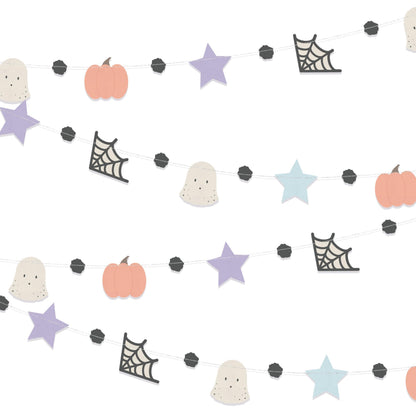 Cheerland Pastel Halloween Garland Cute Halloween Decorations Pastel Spooky Party Pumpkin Flag Spiderweb Ghost Banner Spooky One Boo Birthday Party Supplies Baby Shower Classroom Home Hanging Decor