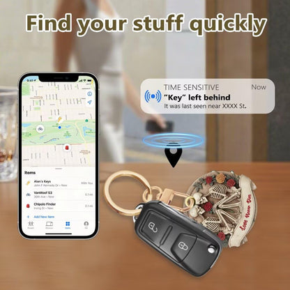 Couple Skull Leather Keychain Holder Compatible with Air Tag, Protective Access Card Cover, Halloween GPS Tracker Case for Pets, Bags, Kids