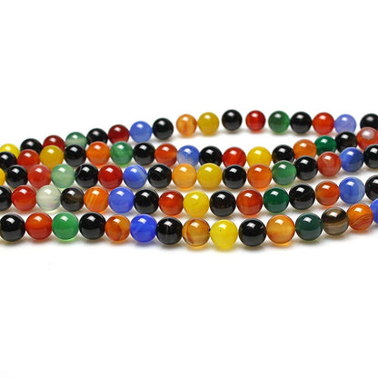 MJDCB AAA Natural Multicolor Agate Beads Round Colorful Stone Energy Healing Beads for DIY Necklace Bracelat Jewelry Making Strand 15" (6mm)