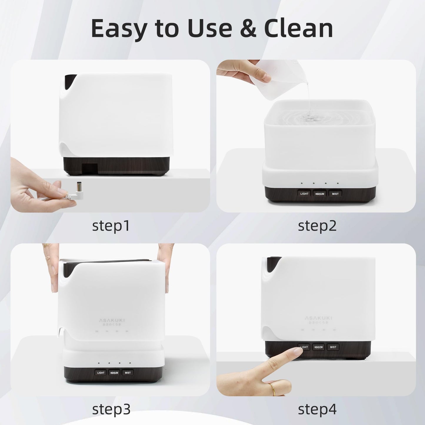 ASAKUKI 700 ml Premium Essential Oil Diffuser, 5 in 1 Ultrasonic Aromatherapy Fragrant Oil Vaporizer Humidifier, Timer and Auto-Off Safety Switch, 7 LED Light Colors
