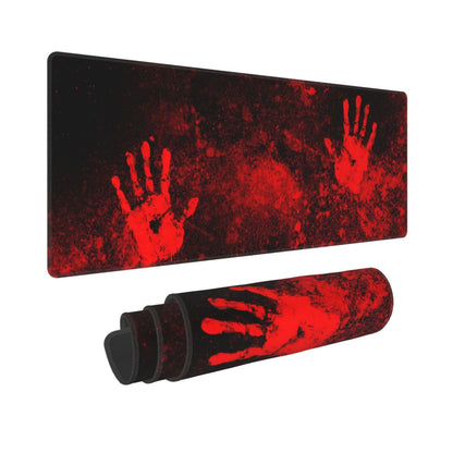 Halloween Scary Horror Red Blood Spatter Bloody Handprint Gaming Keyboard Mouse Pad Mousepad Huge Extended XL Stitched Edge Rubber Sole for Home Office(31.5"X 11.8")