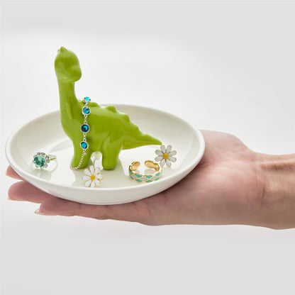 Zhuboji Dinosaur Ring Holder Jewelry Dish, Ceramic Jewelry Holder Jewelry Tray Preppy Room Decor, Cute Gifts for Women Girls Birthday Wedding Christmas