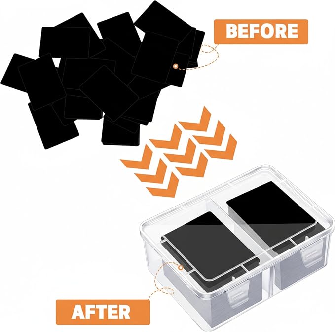 Vicenpal 300 Card Storage Box Compatible with Mtg TCG Clear Plastic Trading Card Storage Box with Removable Divider Hard Trading Deck Case for Baseball Football Game Organizer Collector(2 Pcs)