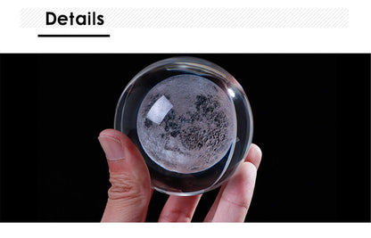 Qianwei 3D Moon Model Crystal Ball Led Lamp Base - Space Decor World Globe Planets Sphere Night Light 80mm 3.15 Inch - Solar System Decor Best Birthday Astronomy Gifts for Men Physics Science Teacher