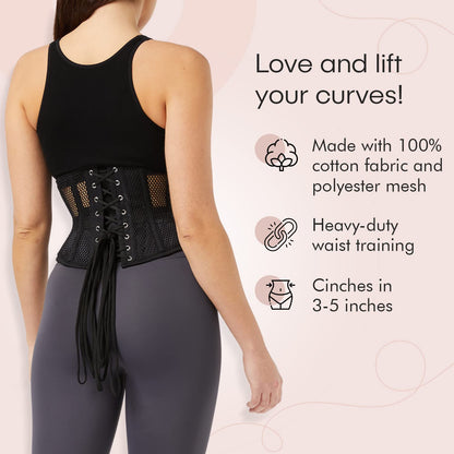 Women's Waist Training Underbust Corset Steel Boned Hourglass Body Shaper