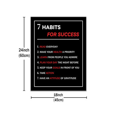 7 Habits For Success Motivational Poster Wall Art Home Decor Inspirational Canvas Print Pictures Inspiring Artwork for Living Room Office Gym Classroom Decoration Stretched and Framed [18''W X 24''H]