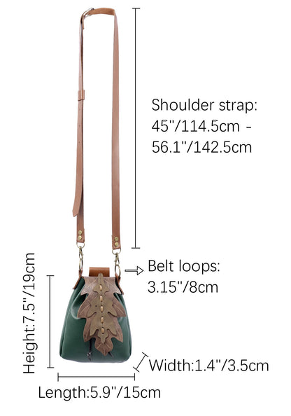 PROCOS Medieval Drawstring Faux Leather Shoulder Bag & Belt Pouch Renaissance Vintage Waist Pack Halloween Fairy ELF Cosplay (Green)