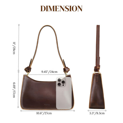 S-ZONE Leather Shoulder Bags for Women Small Shoulder Purse Handbags Clutch Hobo Bag Cute Purses