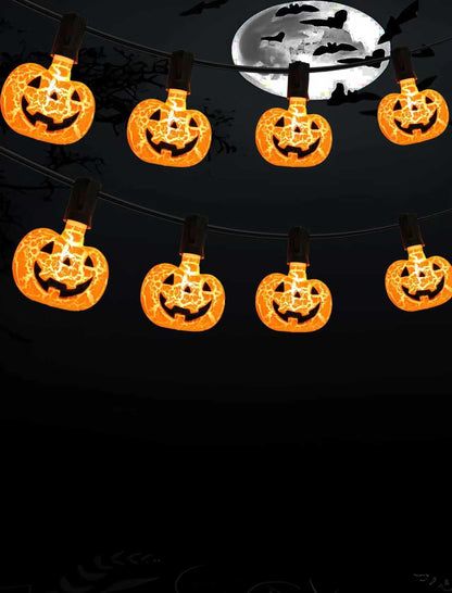 Unleash a Haunting Glow: 10.5ft Plug-in Halloween Pumpkin String Lights, Connectable (Up to 72 Strands), Waterproof Jack o Lantern Lights for Outdoor/Indoor, Heavy-Duty Orange Holiday Lights for Porch