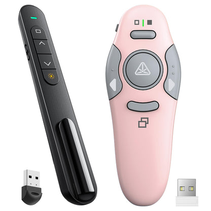 QUI Presenter Clicker Bundle | BK600 Slim-Shaped USB A Black & Remote-Shaped USB A Pink