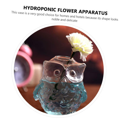 STOBAZA 2pcs Owl Shaped Glass Vase Hydroponic Flower Arrangement Holder 9x7.5x8.5cm Desktop Decorative Plant Terrarium for Home Office