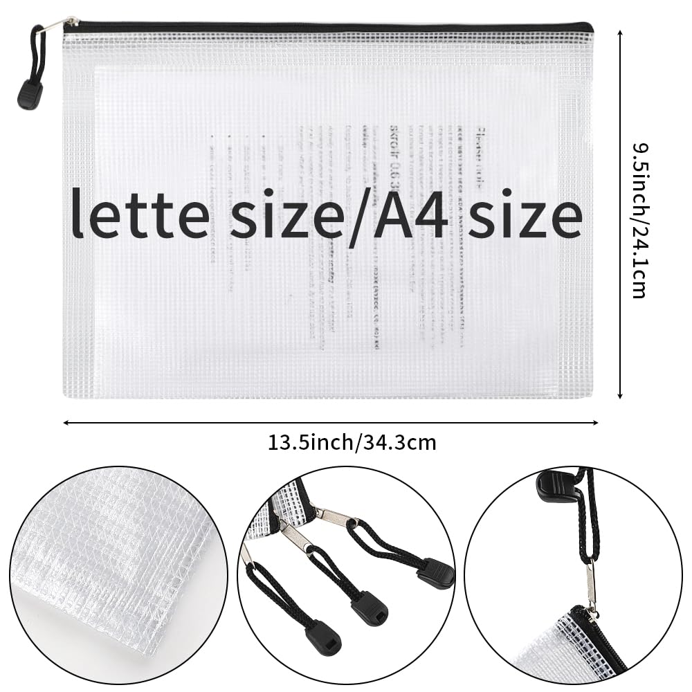 EOOUT 24pcs Mesh Zipper Pouch Bags, Plastic Zipper Bag for Organizing 13.5x9.5 Inches Letter Size, A4 Size, for Office Supplies