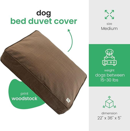 Molly Mutt Woodstock Dog Bed Duvet Cover, GOTS-Certified 100% Organic Cotton Canvas Cover for Dog, Puppy, or Cat Bed, Durable, Washable, and Free of Harmful Chemicals, Medium/Large, 27"x36"x5"