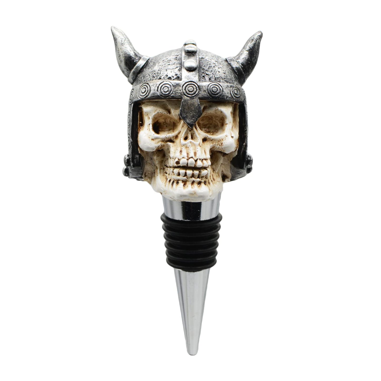 Wine Bottle Stopper Horns Helmet Viking Skull Decorative Beverage Wine Cork for Man Housewarming Gift,Christmas,Thanksgiving,Silver
