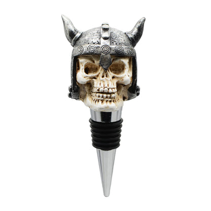 Wine Bottle Stopper Horns Helmet Viking Skull Decorative Beverage Wine Cork for Man Housewarming Gift,Christmas,Thanksgiving,Silver