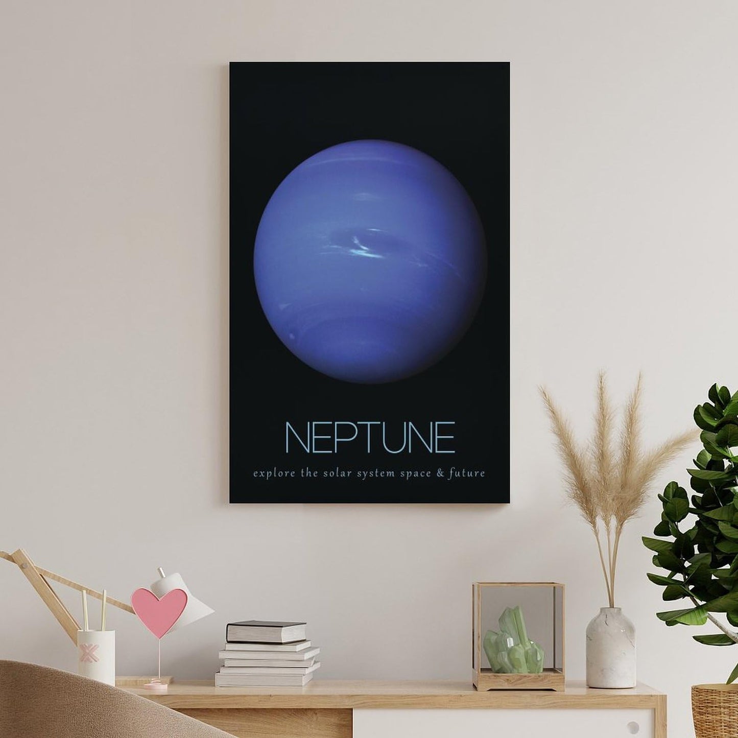 LGDSBHH Minimalist Neptune Solar System Canvas Wall Art - Educational Space Planet Poster - Science Classroom & Kids Bedroom Decor - 12x18 Inch (Unframed)