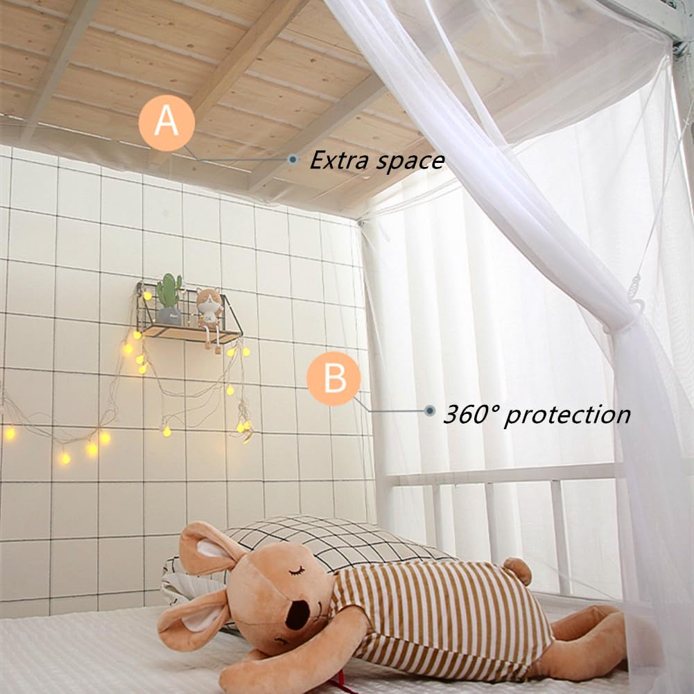 Eimilaly 8 Corner Bed Canopy Curtains for Girls Boys, Dormitory, Loft, 1-1.8M Bed, Outdoor Camping - Pink