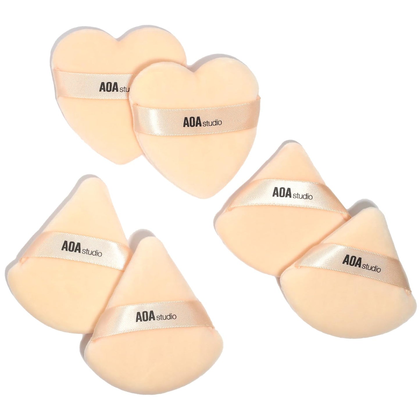AOA Studio Velvet Puffs Makeup Puff Set of 6 Loose Powder Body Powder, Velour Makeup Blender Sponge Foundation Blending Sponges Set Beauty Makeup Tools(Black/Peach)