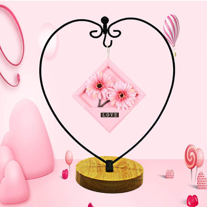 WAJJ Ornament Display Stand for Hanging Glass Terrarium Wood Base Creative Decoration for Home Garden Wedding Party Festival (Heart)