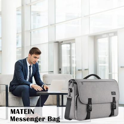 MATEIN School Bag, Bookbag for Teen, College Student Gifts, Mens Briefcase 15.6 inch Laptop Messenger Bag for men, Large Crossbody Satchel Computer Work Office Case with Shoulder Strap, Grey