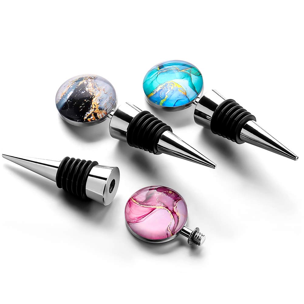 Soleebee 3 Pack Decorative Wine Stoppers, Wine Bottle Stopper with Beautiful Art Glass，Beverage Bottle Stoppers For Gifts, Bar, Holiday Party, Wedding (Style J)