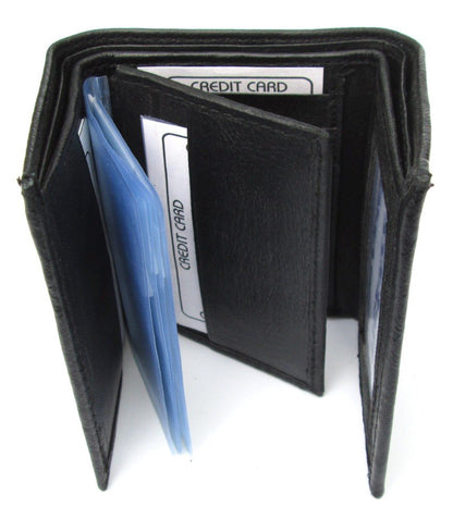Dangerous Threads Mens Black Leather Wallet Lamb Classic Trifold 731