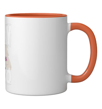Groovy Hey Boo Cute Ghost Funny Halloween Girls Women Kids Ceramic Mug, Orange/White