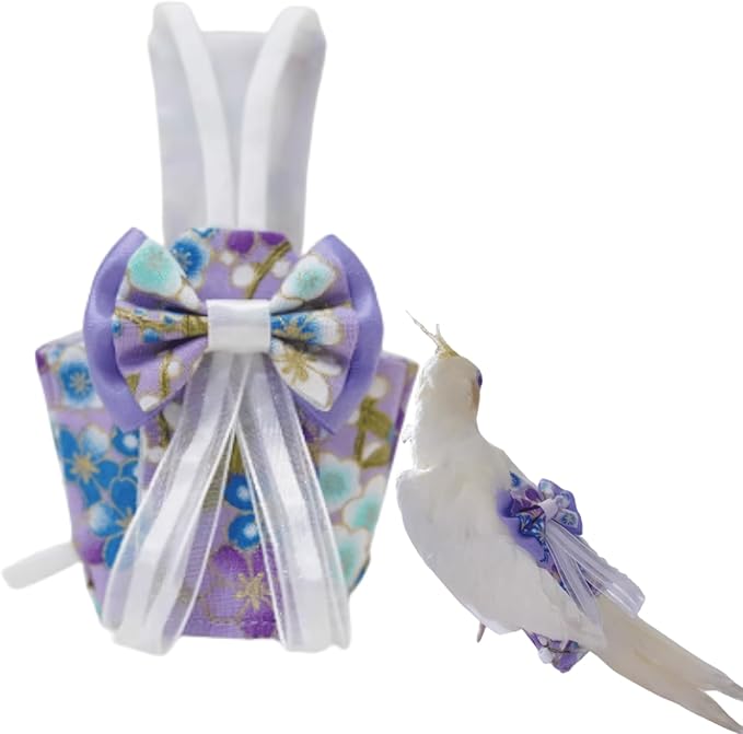 Bird Diaper Cockatiel Clothes Flight Suite, Reusable Parrot Nappy with Waterproof Inner Layer, Cute Pigeon Pants Urine Wet Suit Costume for Conure Macaw (Purple,Sulphur-Crested Cockatoo)